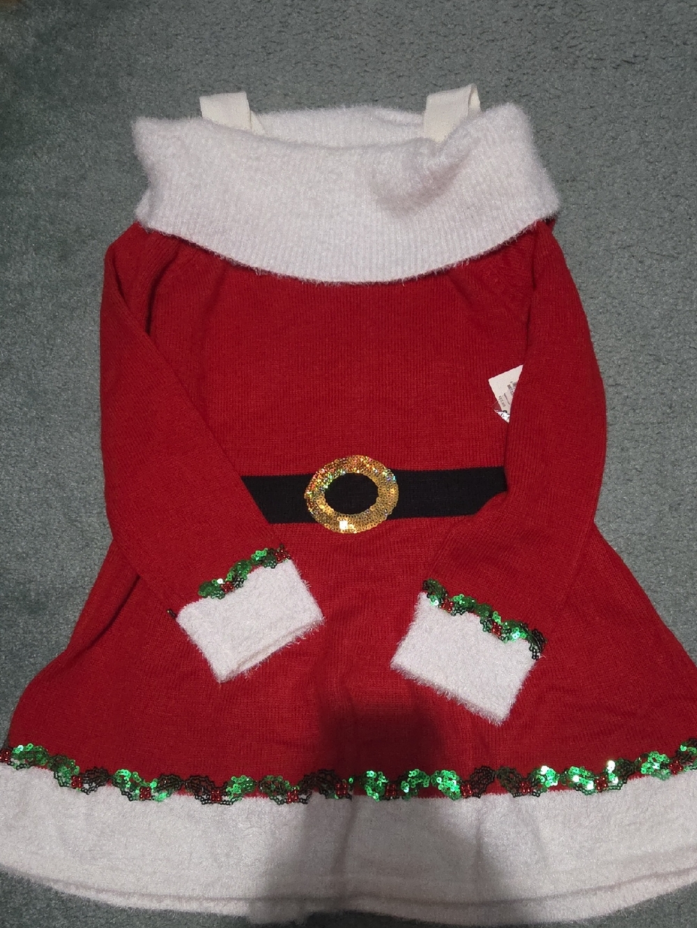 Holiday Time Red and White Santa-Inspired Long Sleeve Dress